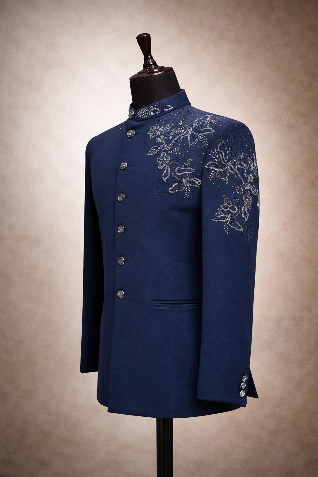 Royal Blue Designer Jodhpuri Suit for Men | Embroidered Bandhgala Sherwani Style