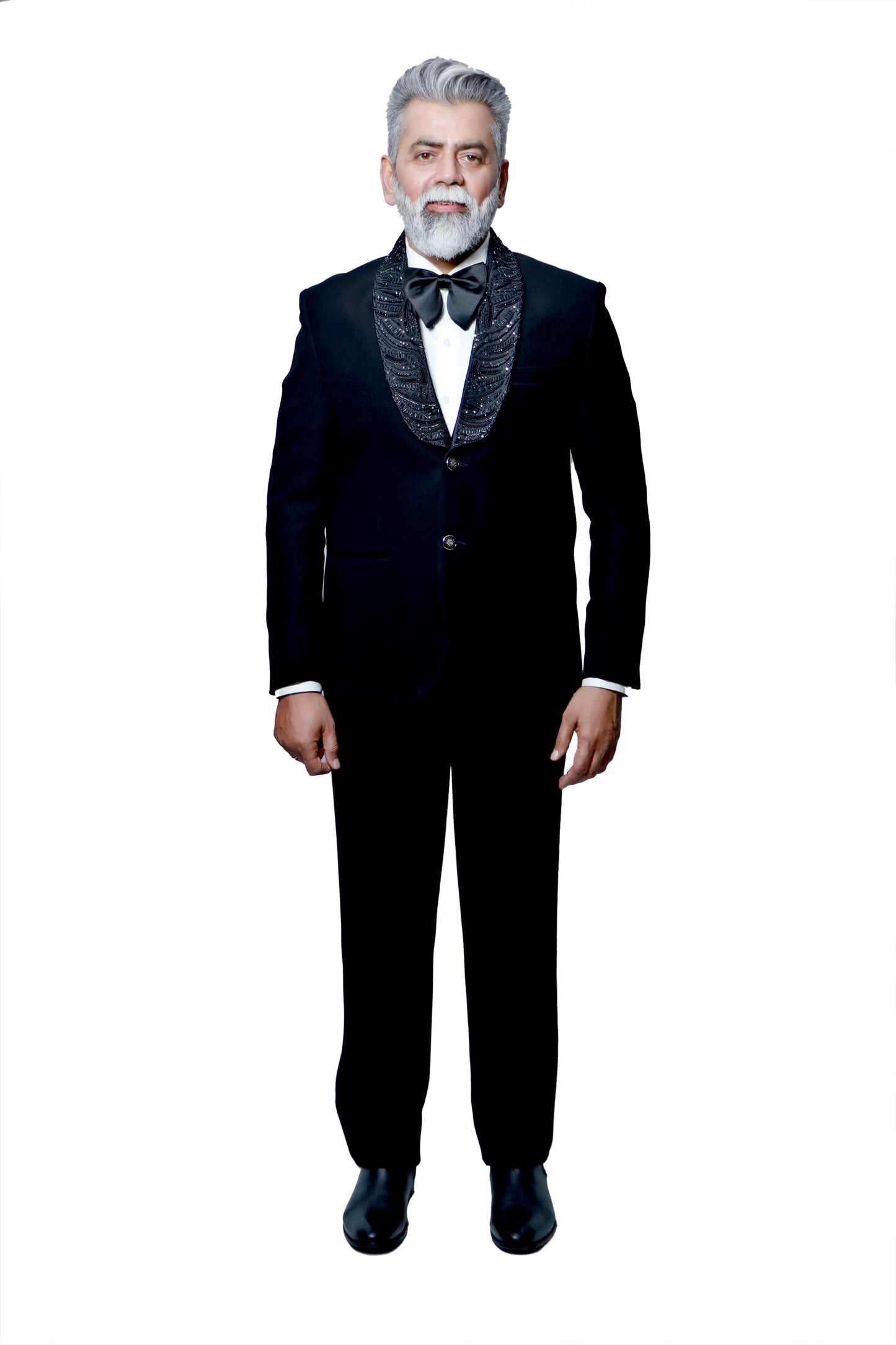BLACK TUXEDO EMBROIDERY SUITS