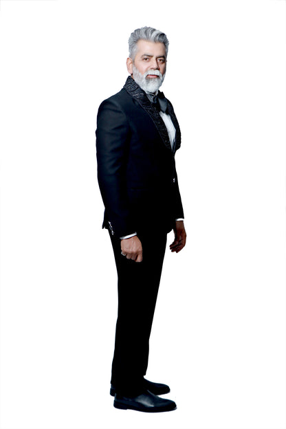 BLACK TUXEDO EMBROIDERY SUITS