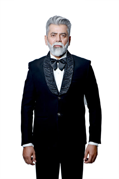 BLACK TUXEDO EMBROIDERY SUITS